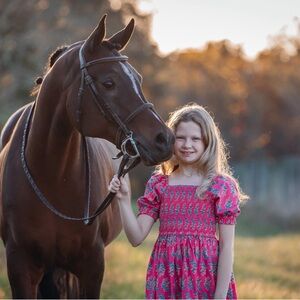 Crewcuts Girls Smocked Pink Floral Dress Size 10